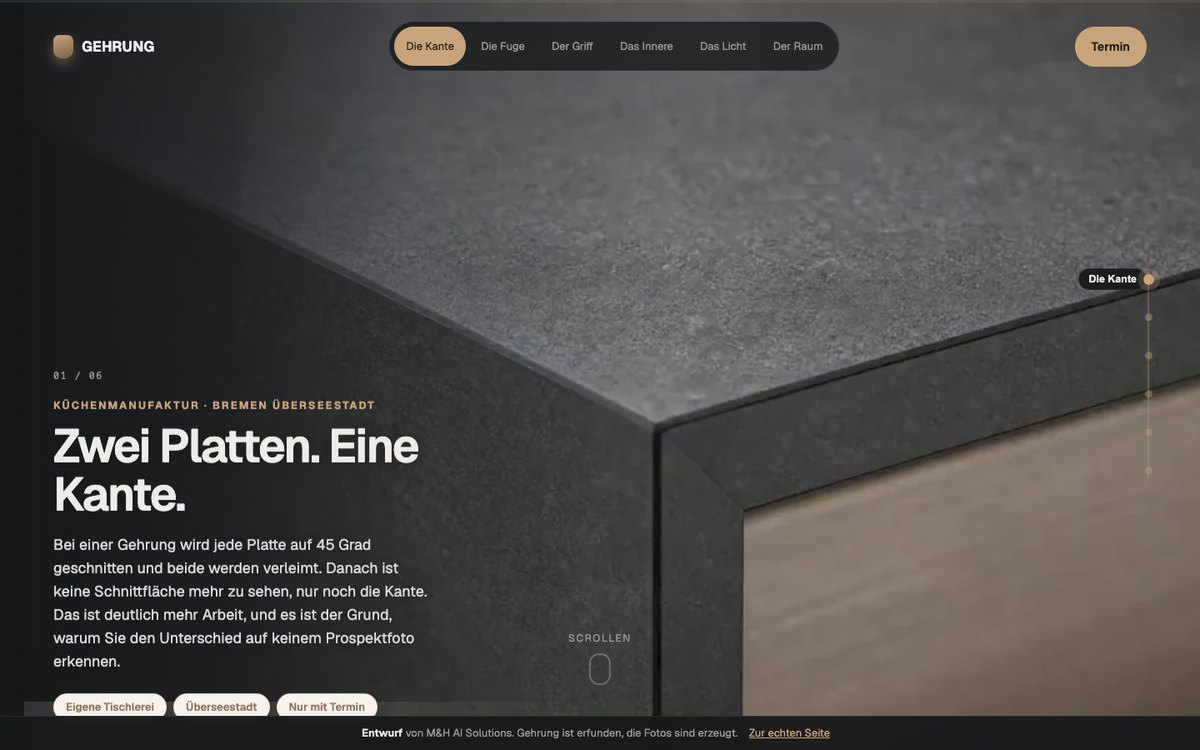 Premium-Beispiel: die Küchenstudio-Seite GEHRUNG
