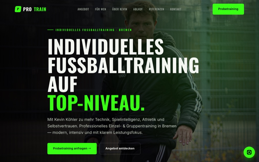 Website von PRO TRAIN