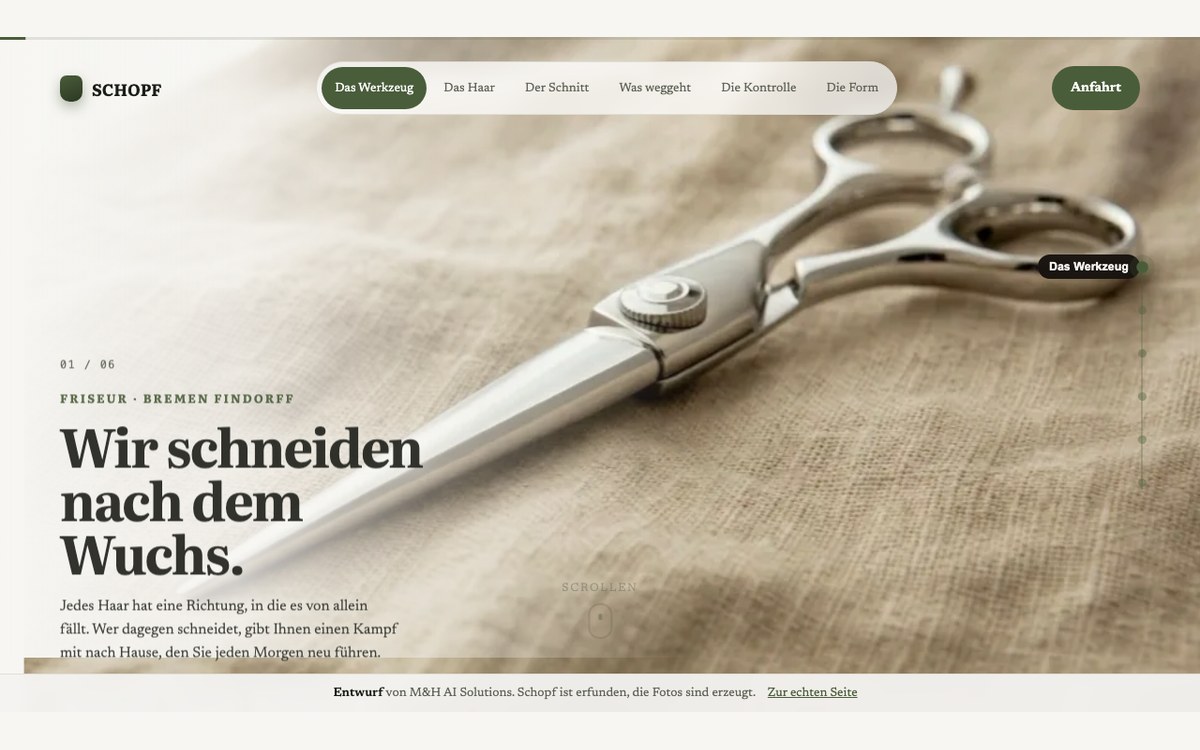 Premium-Beispiel: die Friseurseite SCHOPF